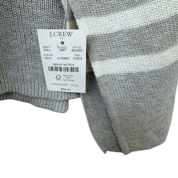 J.CREW Poncho Sweater Gray Stripe One Size Cotton Blend Womens Top NWT - Picture 9 of 10
